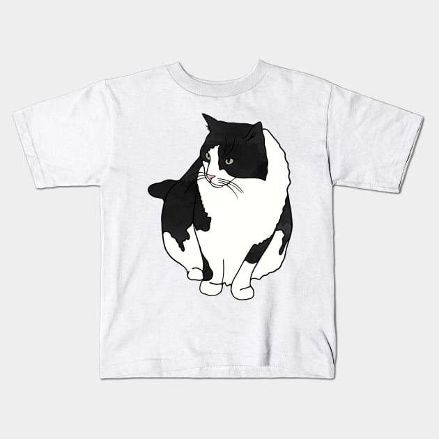 Black and White Cat Kids T-Shirt by murialbezanson